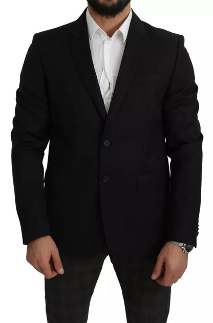 Dolce &amp; Gabbana – Schwarzer Slim Fit-Blazer aus Wolle mit Revers