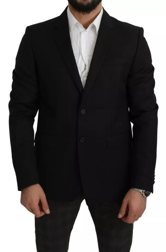 Dolce &amp; Gabbana – Schwarzer Slim Fit-Blazer aus Wolle mit Revers