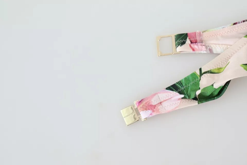 Dolce &amp; Gabbana Pink Blumendruck Badeanzug Beachwear Bikini Top