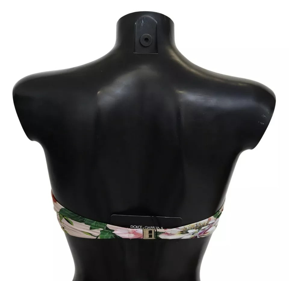 Dolce &amp; Gabbana Pink Blumendruck Badeanzug Beachwear Bikini Top