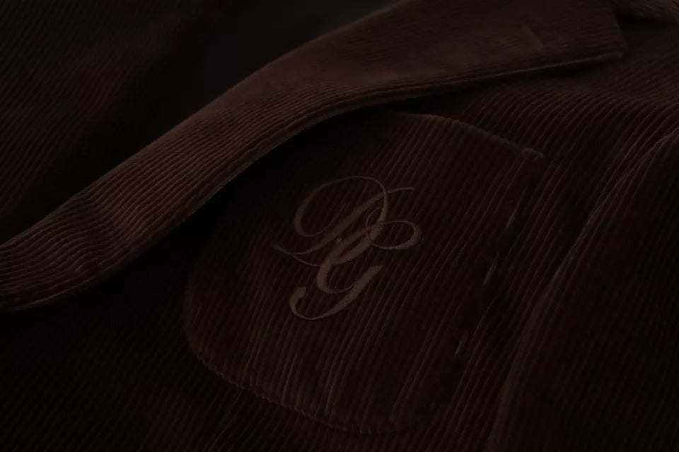 Dolce &amp; Gabbana – Brauner Cord-Slim-Fit-Mantel mit DG-Logo-Blazer