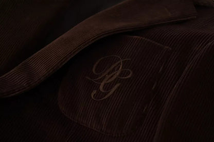 Dolce &amp; Gabbana – Brauner Cord-Slim-Fit-Mantel mit DG-Logo-Blazer