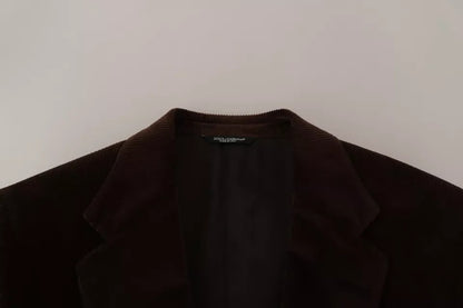 Dolce &amp; Gabbana – Brauner Cord-Slim-Fit-Mantel mit DG-Logo-Blazer