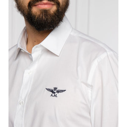 Weißes Baumwoll-Herrenhemd von Aeronautica Militare