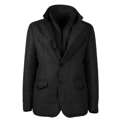 Schwarze Herrenjacke aus Wolle mit Kaschmir-Touch, Made in Italy