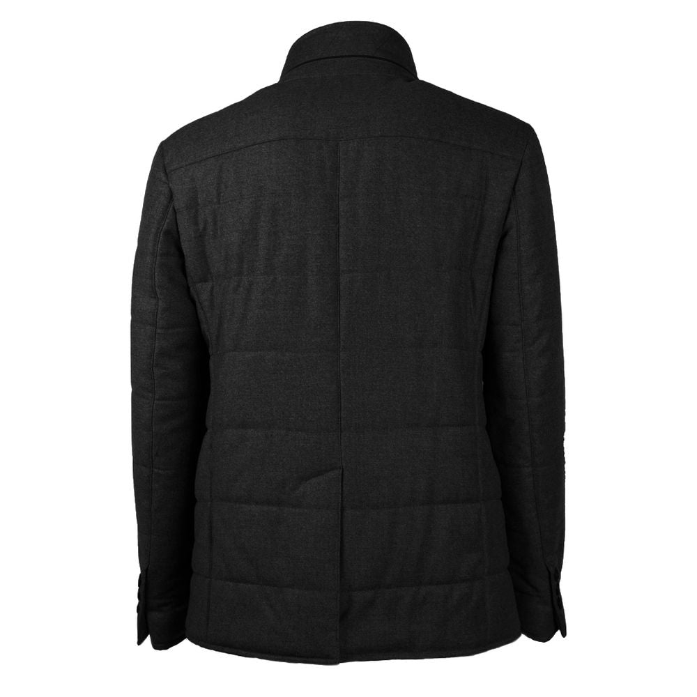 Schwarze Herrenjacke aus Wolle mit Kaschmir-Touch, Made in Italy