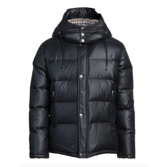 Aquascutum Schwarze Polyester-Herrenjacke mit abnehmbarer Kapuze