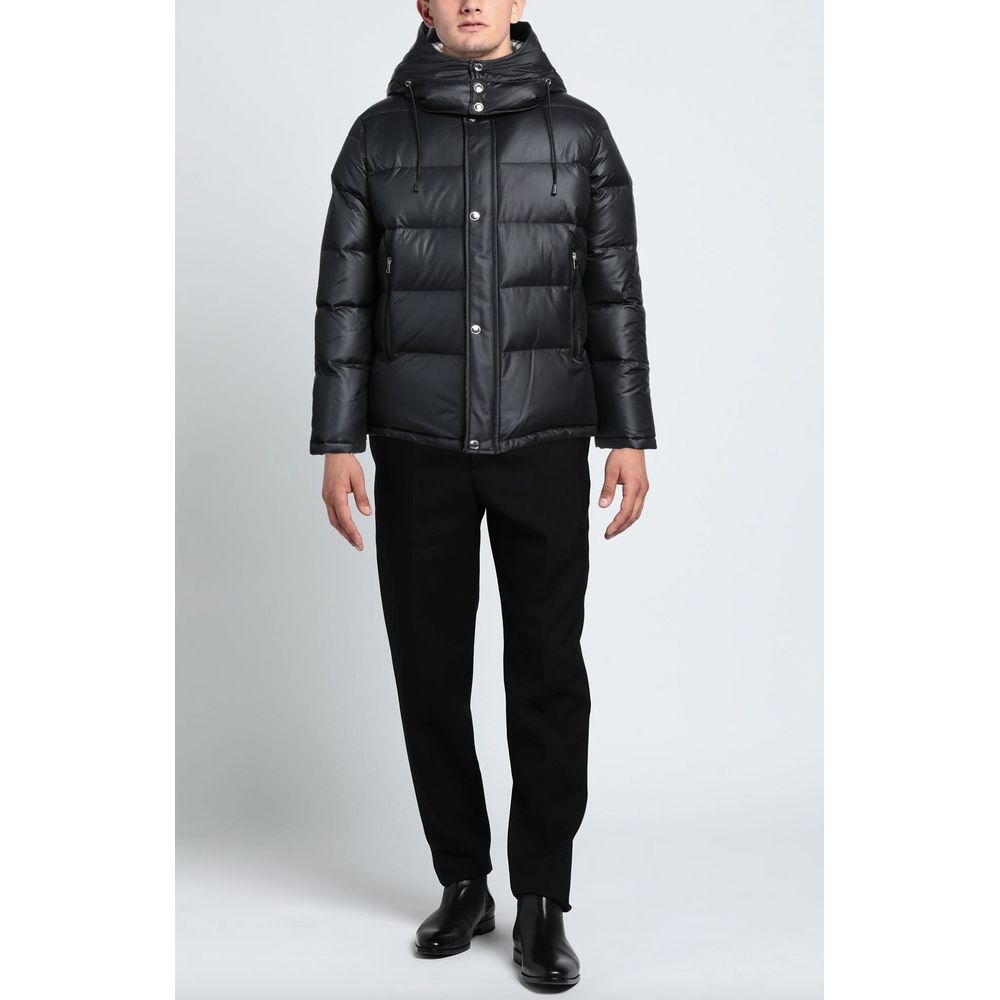 Aquascutum Schwarze Polyester-Herrenjacke mit abnehmbarer Kapuze