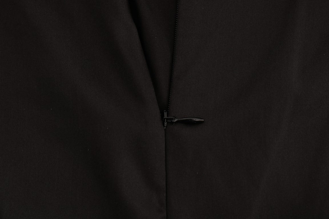 Dolce &amp; Gabbana – Schwarzes Spitzentop aus Seidennetz mit Blumenmuster