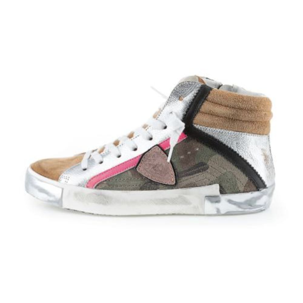 Philippe Model – Armygrüne High-Top-Sneaker mit Lederakzenten
