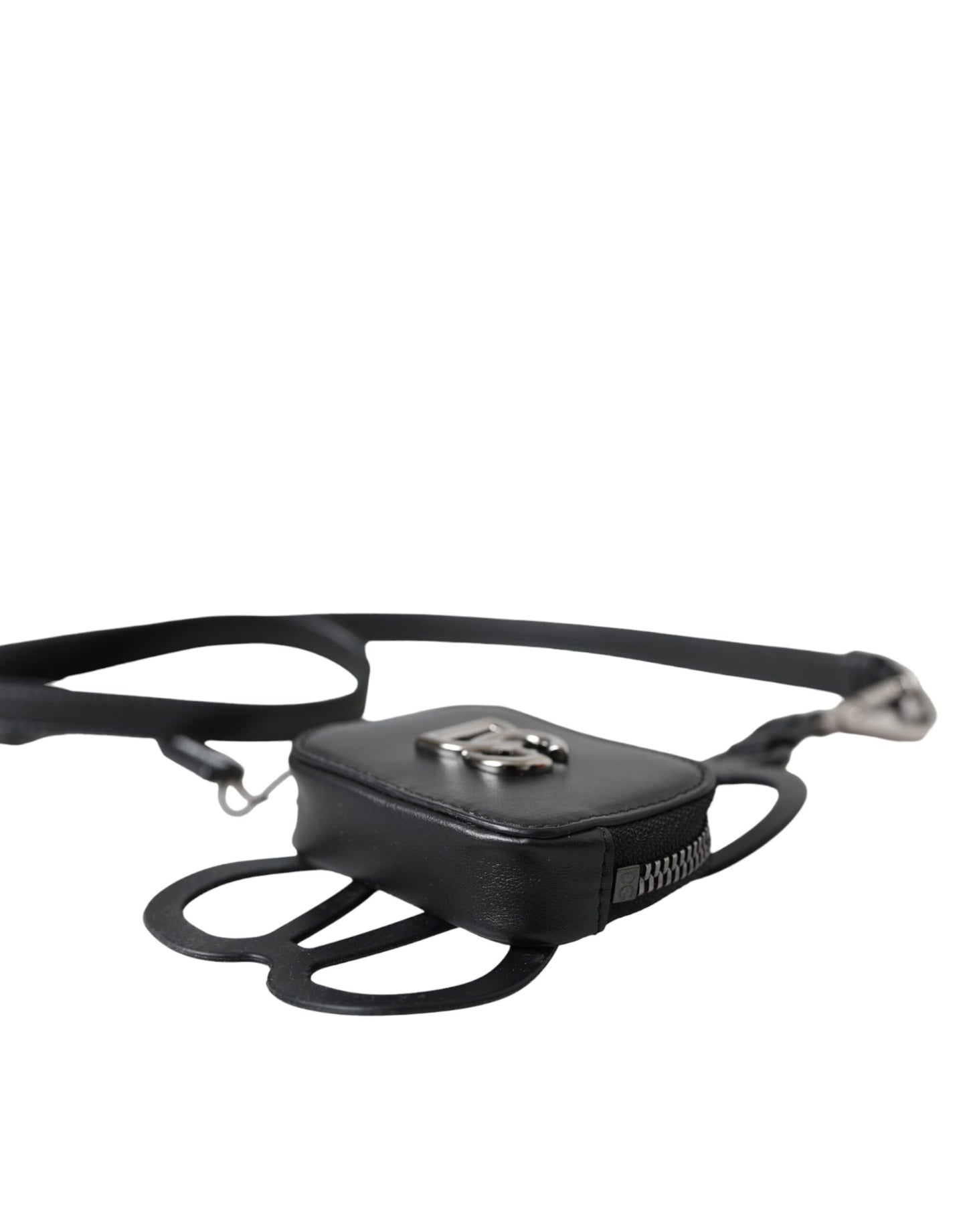 Dolce &amp; Gabbana – Geldbörse mit DG-Logo aus schwarzem Kalbsleder und Schlüsselband