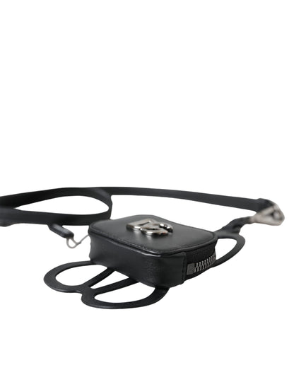 Dolce &amp; Gabbana – Geldbörse mit DG-Logo aus schwarzem Kalbsleder und Schlüsselband