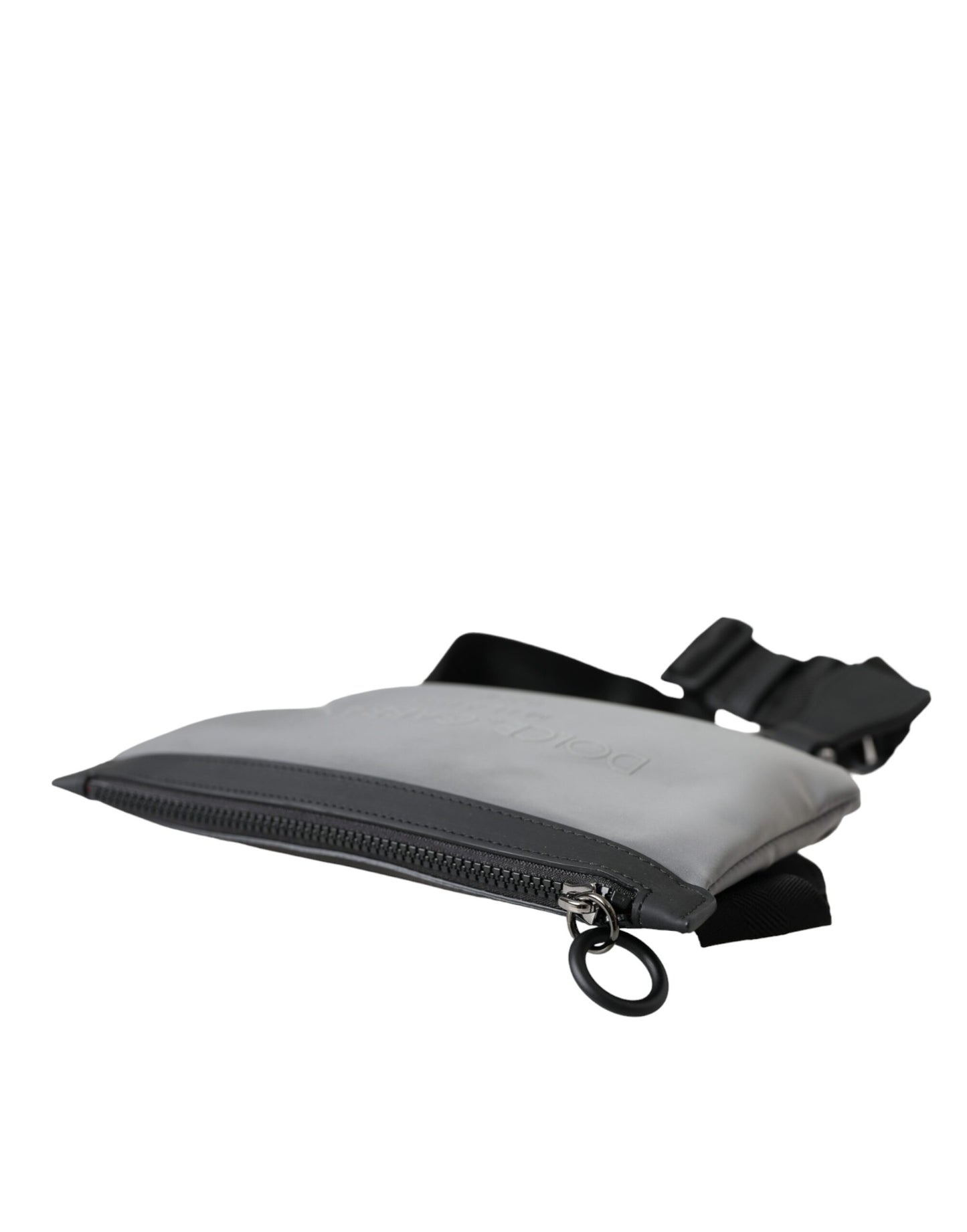 Dolce &amp; Gabbana – Gürteltasche aus Neopren mit Logo und Reißverschluss in Grau