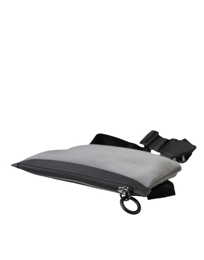 Dolce &amp; Gabbana – Gürteltasche aus Neopren mit Logo und Reißverschluss in Grau