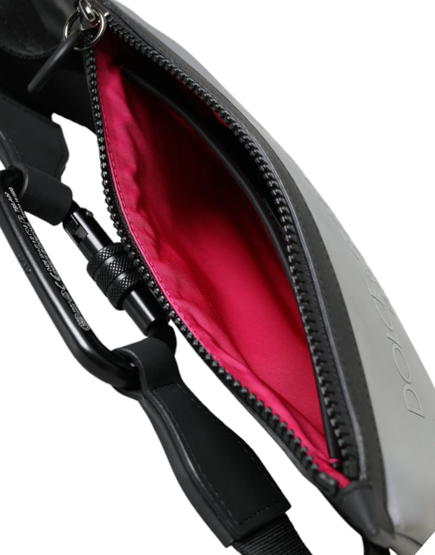 Dolce &amp; Gabbana – Gürteltasche aus Neopren mit Logo und Reißverschluss in Grau