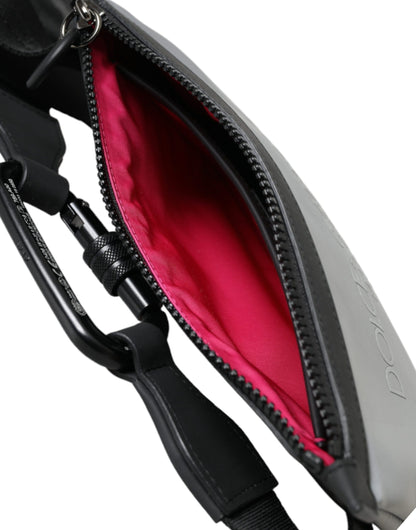 Dolce &amp; Gabbana – Gürteltasche aus Neopren mit Logo und Reißverschluss in Grau