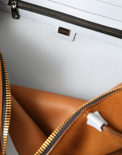 Dolce &amp; Gabbana – Rucksacktasche aus Wildleder mit Logo in Braun und Gelb