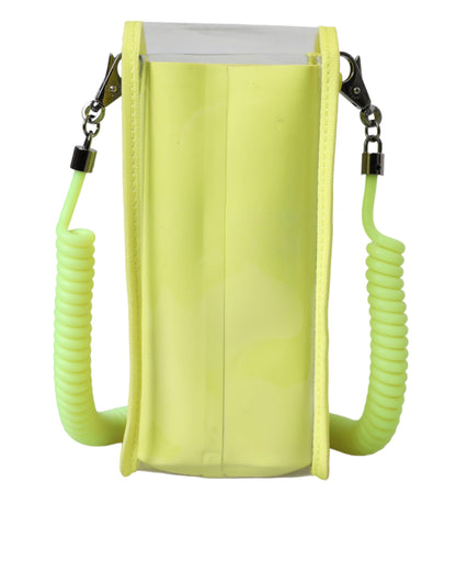 Dolce &amp; Gabbana Gelbgrüne Kunststoff-Kartenetui mit DG-Logo am Umhängeband