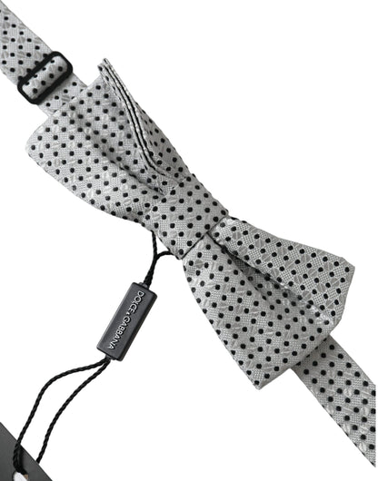 Dolce &amp; Gabbana – Graue Seidenfliege mit Tupfenmuster und verstellbarem Halsausschnitt – Papillon