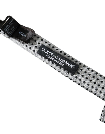 Dolce &amp; Gabbana – Graue Seidenfliege mit Tupfenmuster und verstellbarem Halsausschnitt – Papillon