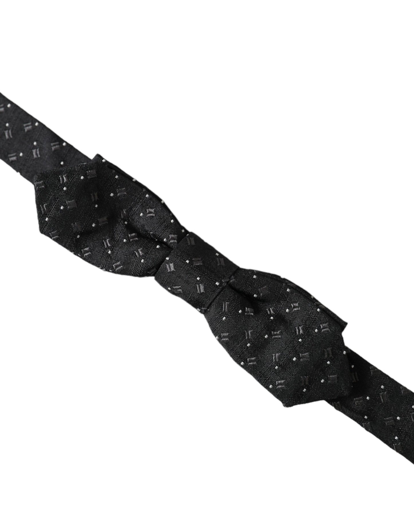 Dolce &amp; Gabbana – Schwarze, gemusterte Papillon-Fliege aus Seide mit verstellbarem Hals