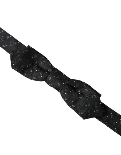 Dolce &amp; Gabbana – Schwarze, gemusterte Papillon-Fliege aus Seide mit verstellbarem Hals