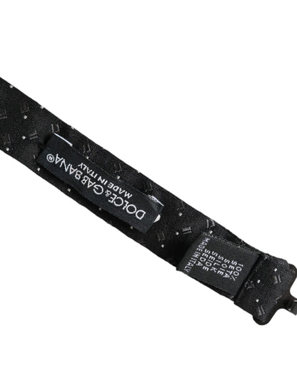 Dolce &amp; Gabbana – Schwarze, gemusterte Papillon-Fliege aus Seide mit verstellbarem Hals