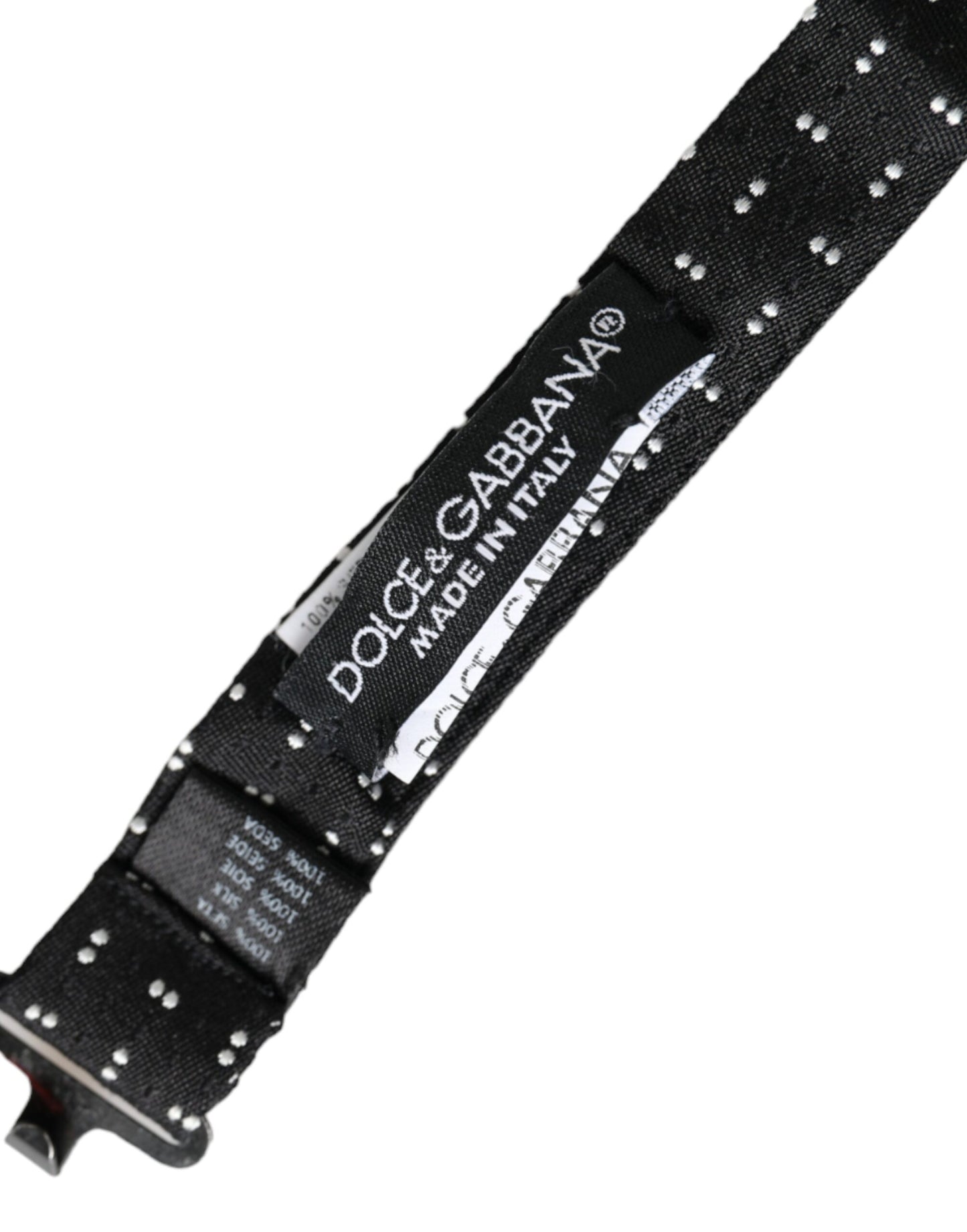 Dolce &amp; Gabbana – Schwarze, gemusterte Papillon-Fliege aus Seide mit verstellbarem Hals