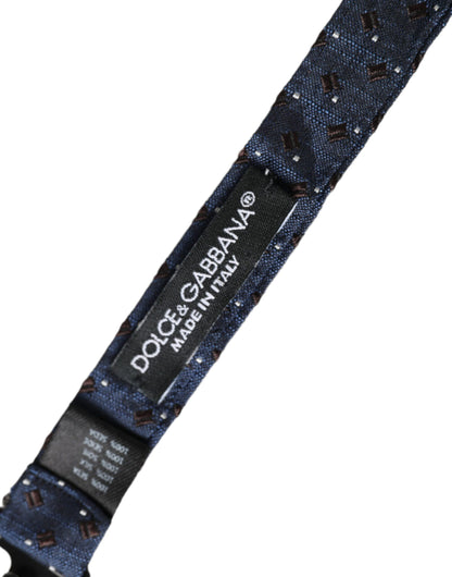 Dolce &amp; Gabbana Marineblaue, gemusterte, verstellbare Papillon-Fliege für Herren aus Seide