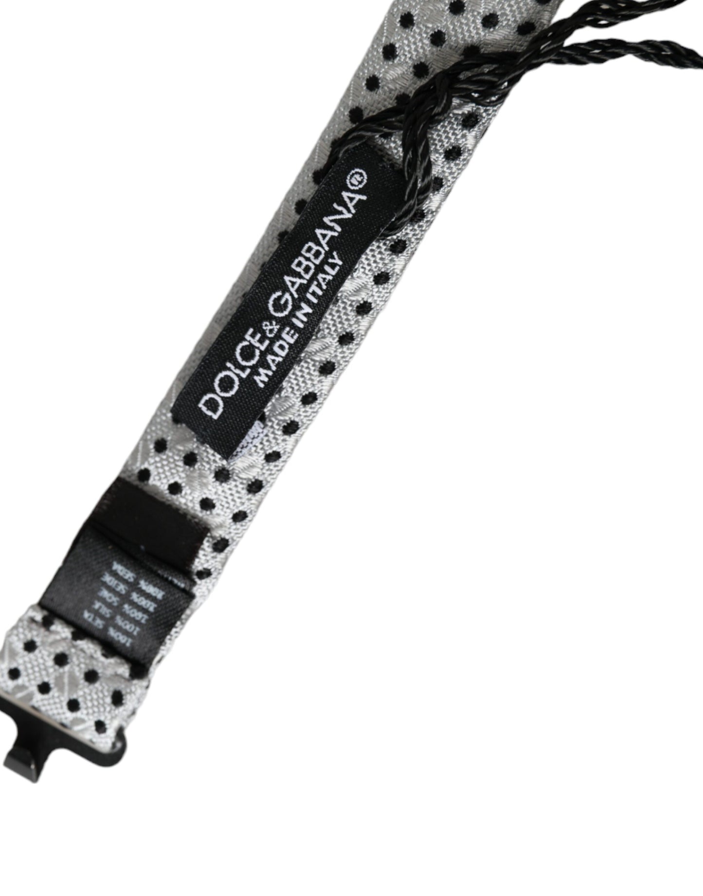 Dolce &amp; Gabbana – Graue Seidenfliege mit Tupfenmuster und verstellbarem Halsausschnitt – Papillon