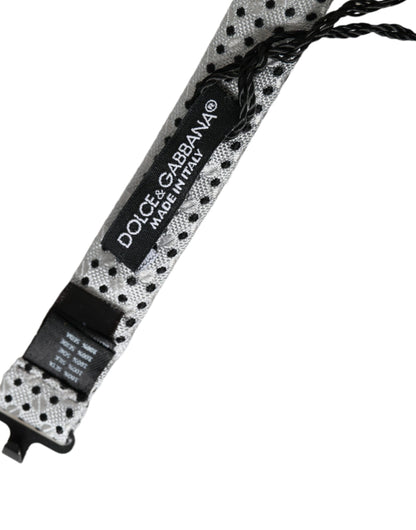 Dolce &amp; Gabbana – Graue Seidenfliege mit Tupfenmuster und verstellbarem Halsausschnitt – Papillon