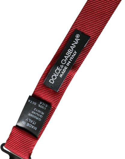 Dolce &amp; Gabbana – Rote Jacquard-Fliege aus Seide mit verstellbarem Halsausschnitt für Herren