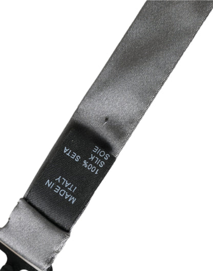 Dolce &amp; Gabbana Graue Satin-Seide-Fliege mit verstellbarem Halsausschnitt für Herren Papillon