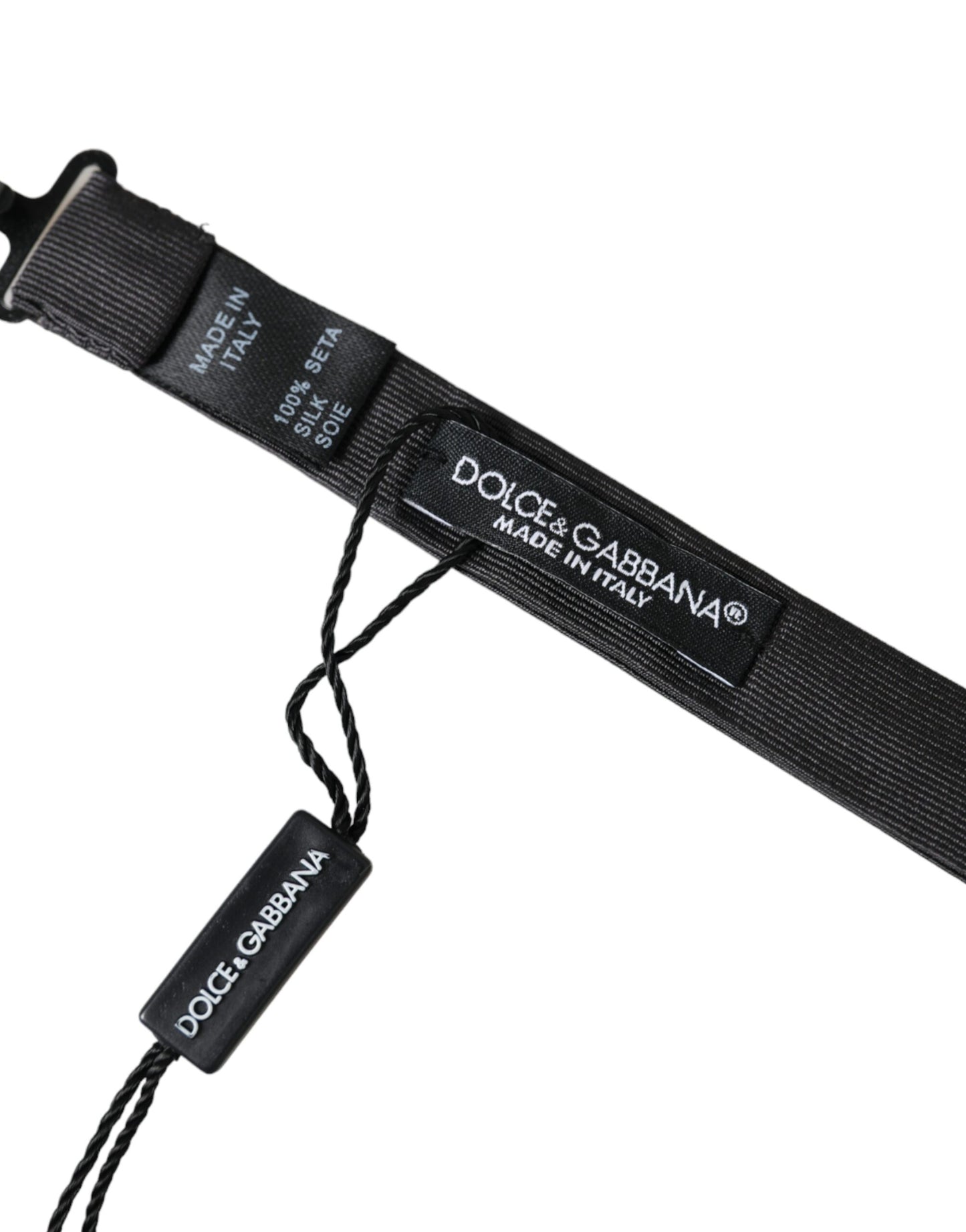 Dolce &amp; Gabbana Herrenfliege mit verstellbarem Halsausschnitt, schwarze Seide