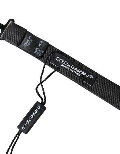 Dolce &amp; Gabbana Herrenfliege mit verstellbarem Halsausschnitt, schwarze Seide