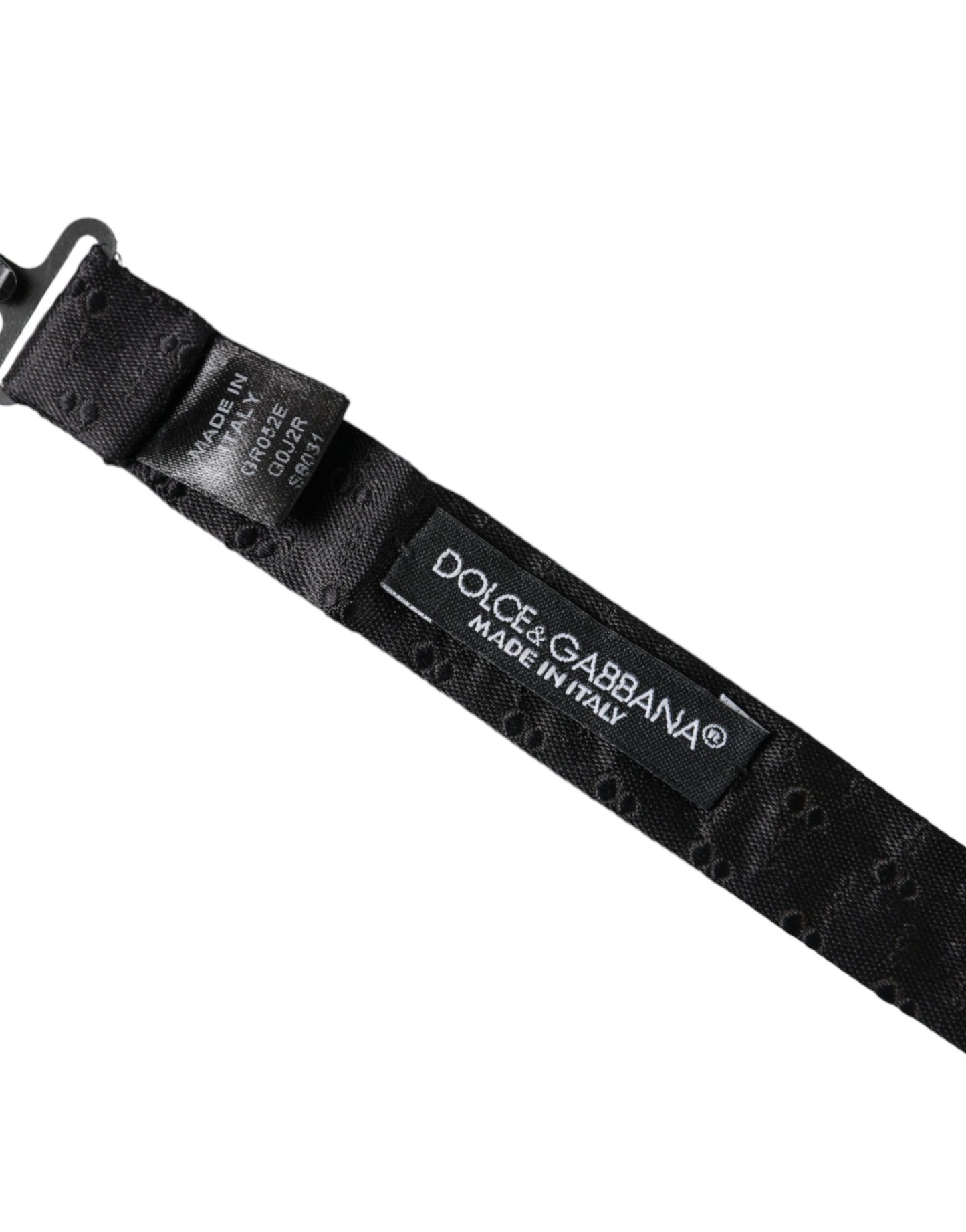 Dolce &amp; Gabbana – Schwarze, gemusterte Herrenfliege aus Seide mit verstellbarem Hals