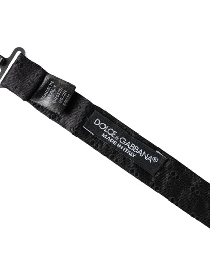 Dolce &amp; Gabbana – Schwarze, gemusterte Herrenfliege aus Seide mit verstellbarem Hals