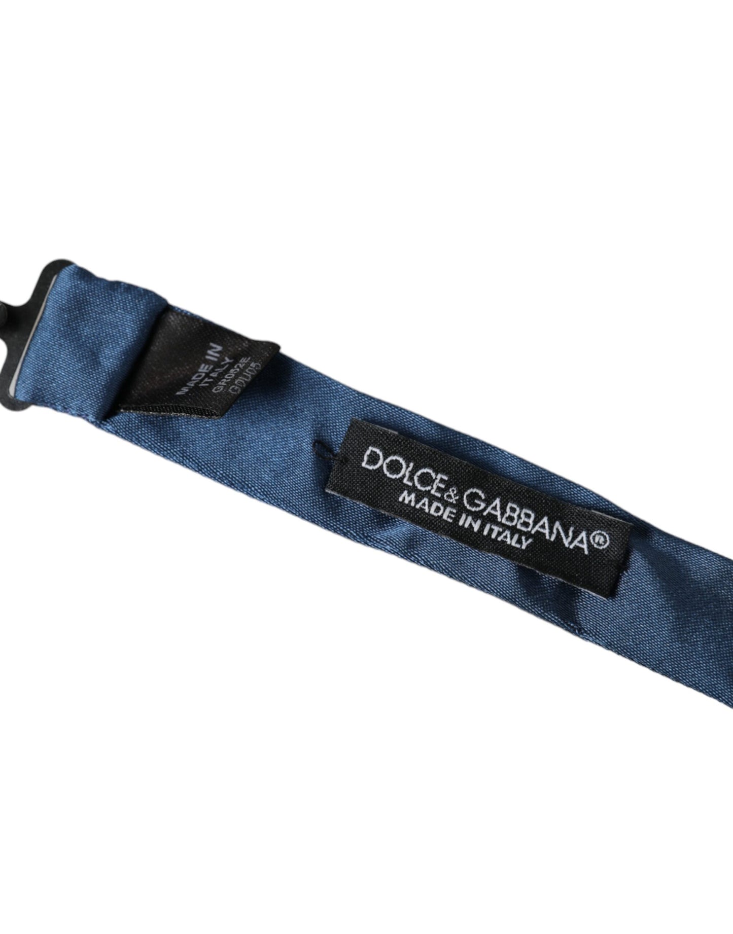 Dolce &amp; Gabbana Blaue Satin-Seiden-Fliege mit verstellbarem Halsausschnitt für Herren
