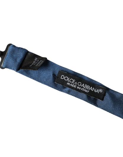Dolce &amp; Gabbana Blaue Satin-Seiden-Fliege mit verstellbarem Halsausschnitt für Herren