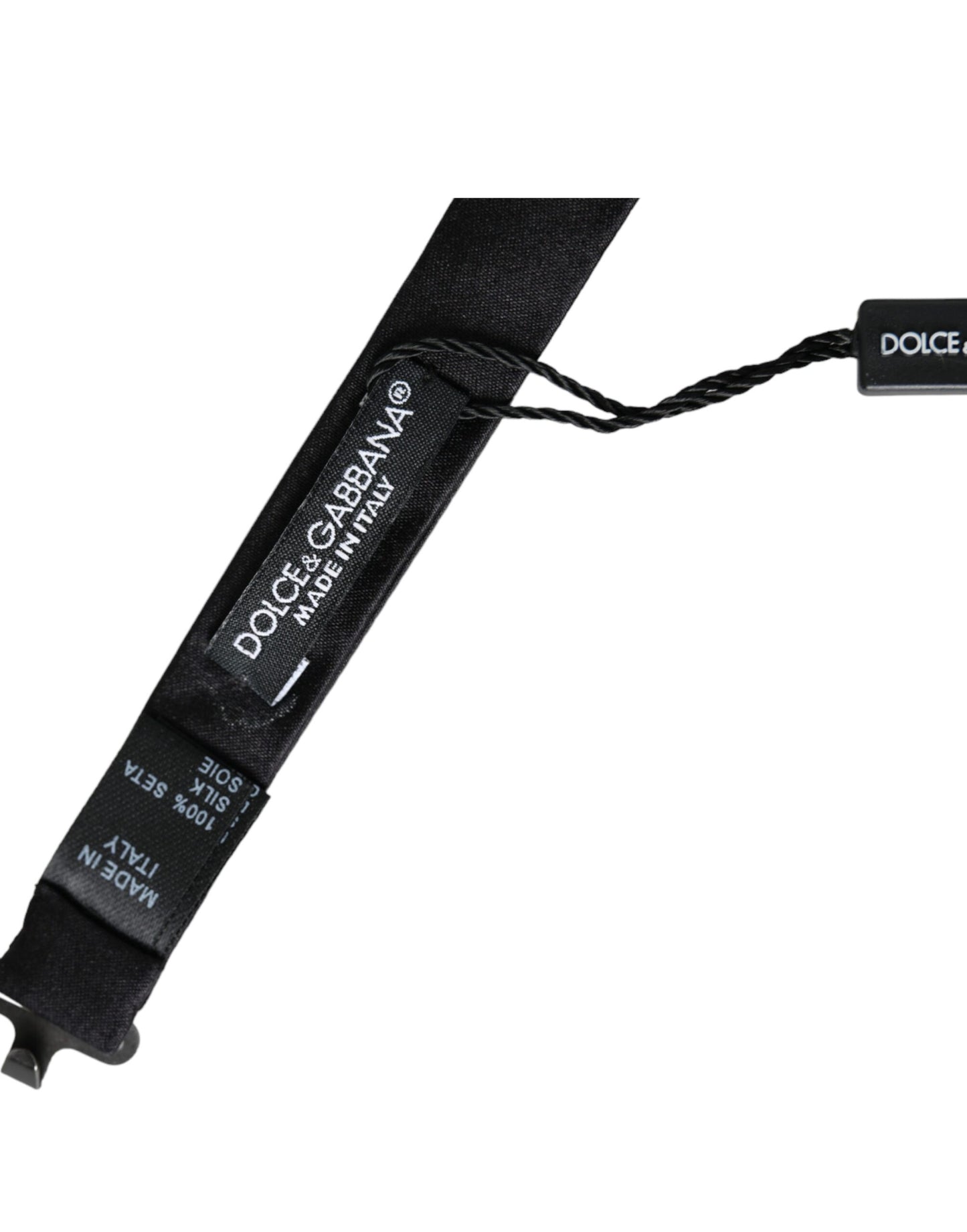 Dolce &amp; Gabbana Herrenfliege mit verstellbarem Halsausschnitt, schwarze Seide