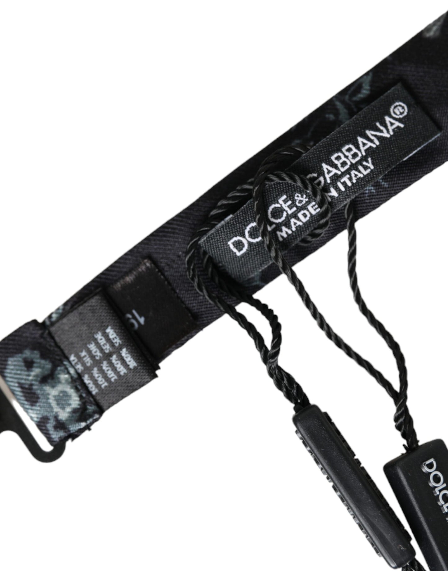 Dolce &amp; Gabbana Schwarze, florale Seidenfliege mit verstellbarem Halsausschnitt