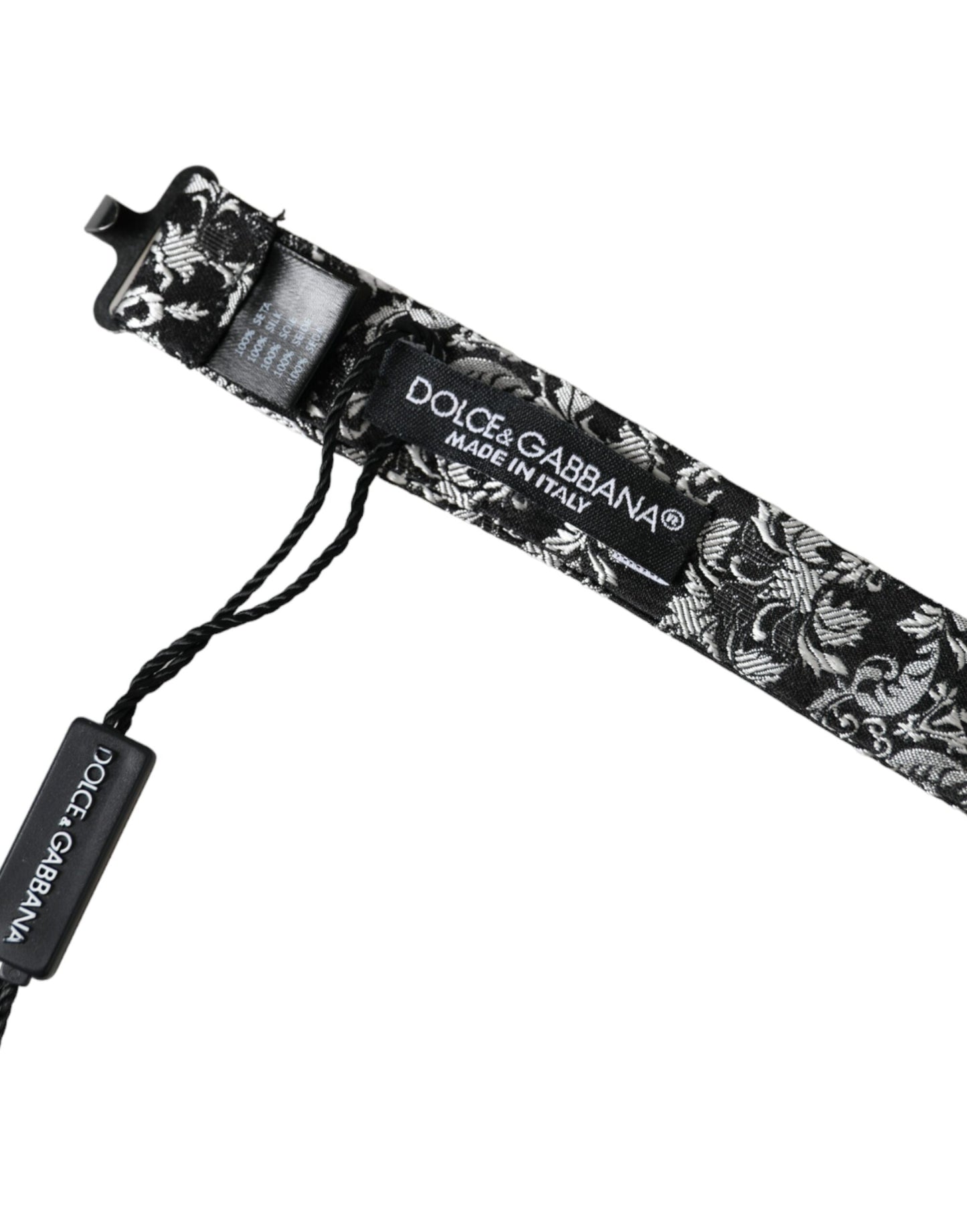 Dolce &amp; Gabbana Schwarze, florale Seidenfliege mit verstellbarem Halsausschnitt