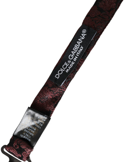 Dolce &amp; Gabbana – Kastanienbraune Fliege aus geblümter Seide mit verstellbarem Hals