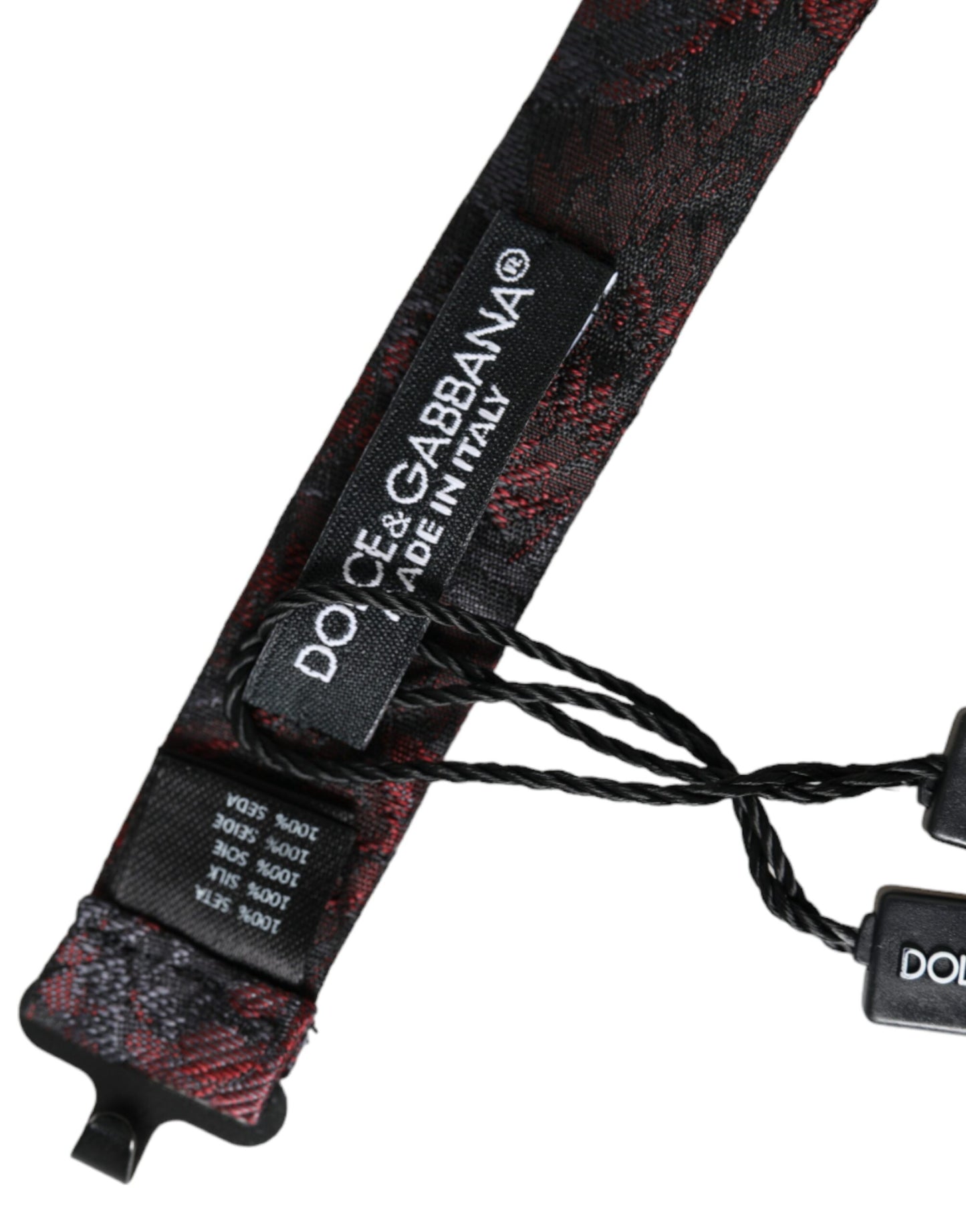 Dolce &amp; Gabbana Rot-Schwarze Fliege mit Blumenmuster, verstellbarer Halsausschnitt