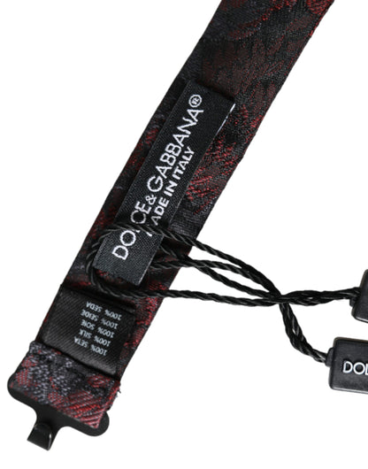 Dolce &amp; Gabbana Rot-Schwarze Fliege mit Blumenmuster, verstellbarer Halsausschnitt