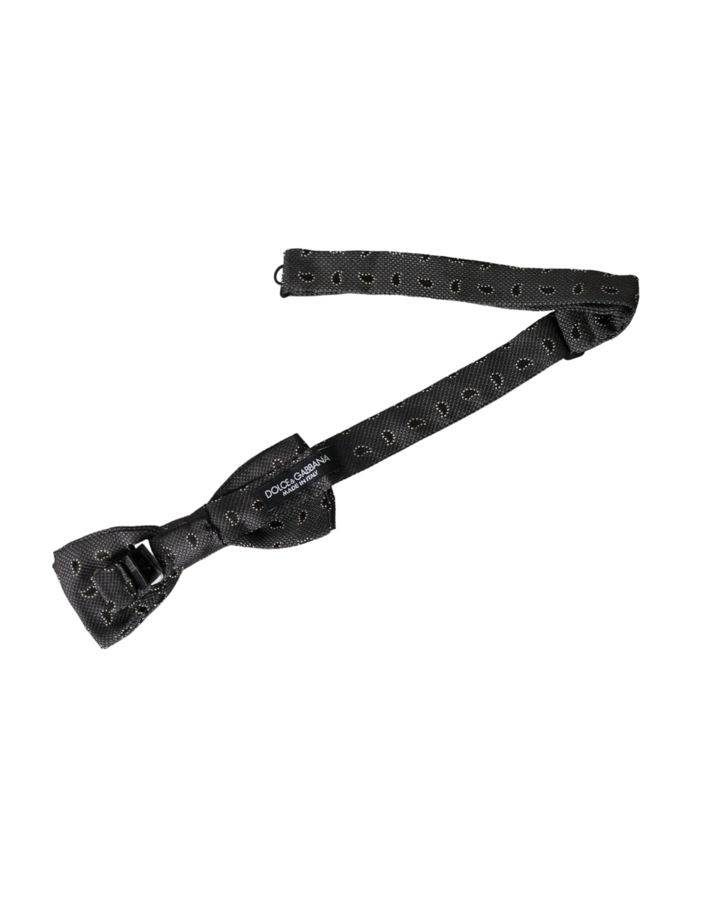 Dolce &amp; Gabbana – Schwarze, gemusterte Herrenfliege aus Seide mit verstellbarem Hals