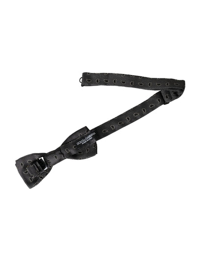 Dolce &amp; Gabbana – Schwarze, gemusterte Herrenfliege aus Seide mit verstellbarem Hals