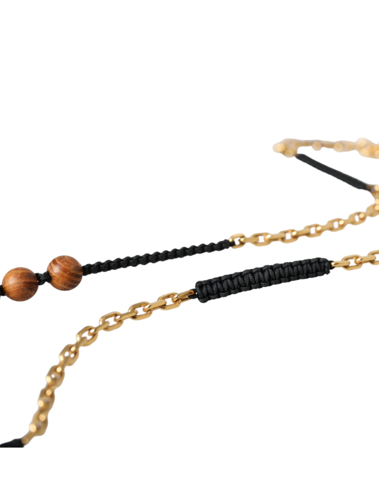 Dolce &amp; Gabbana – Logo-Anhänger aus Holzperlen in Schwarz und Gold