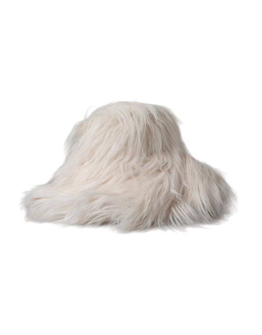 Dolce &amp; Gabbana – Fischerhut aus Acrylfell in Off-White für Damen