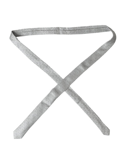 Dolce &amp; Gabbana – Hellgraue, gepunktete Seidenkrawatte für Herren, verstellbar